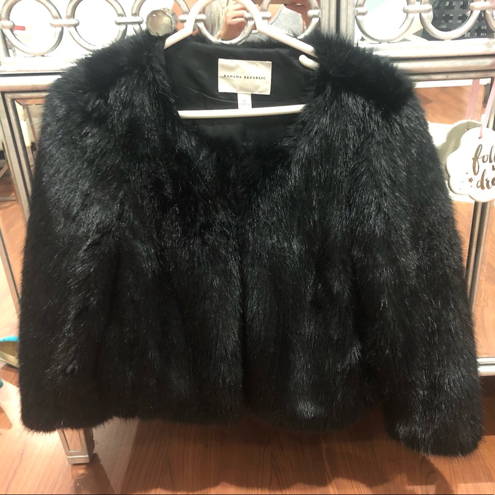 Banana Republic Black Faux Fur Jacket